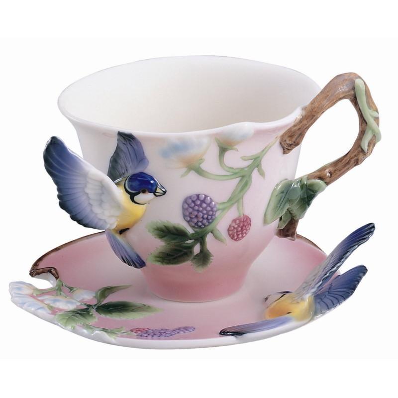 Franz Collection Blue Jay Blue Bery Teacup Saucer FZ00038