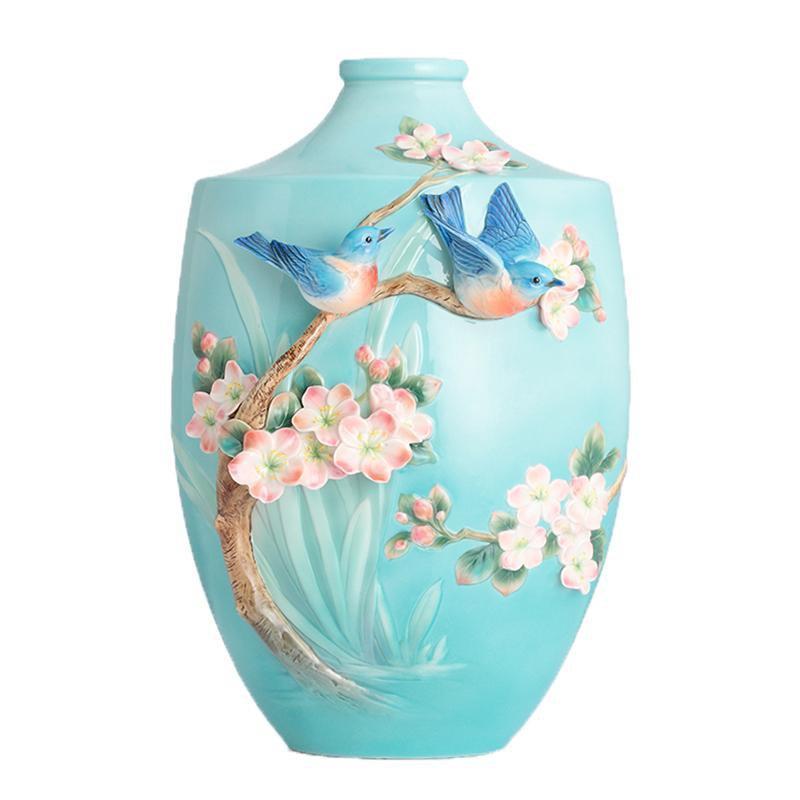 Franz Collection Bluebird On Apple Tree Large Vase FZ02852