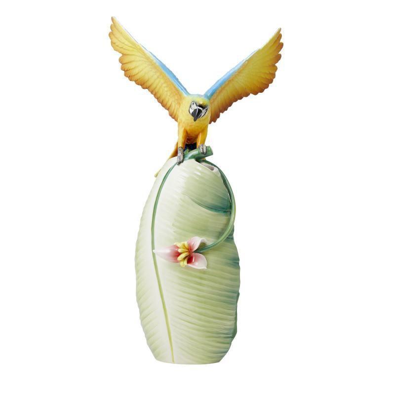 Franz Collection Bright & Spirited Blue & Yellow Macaw Vase FZ03688