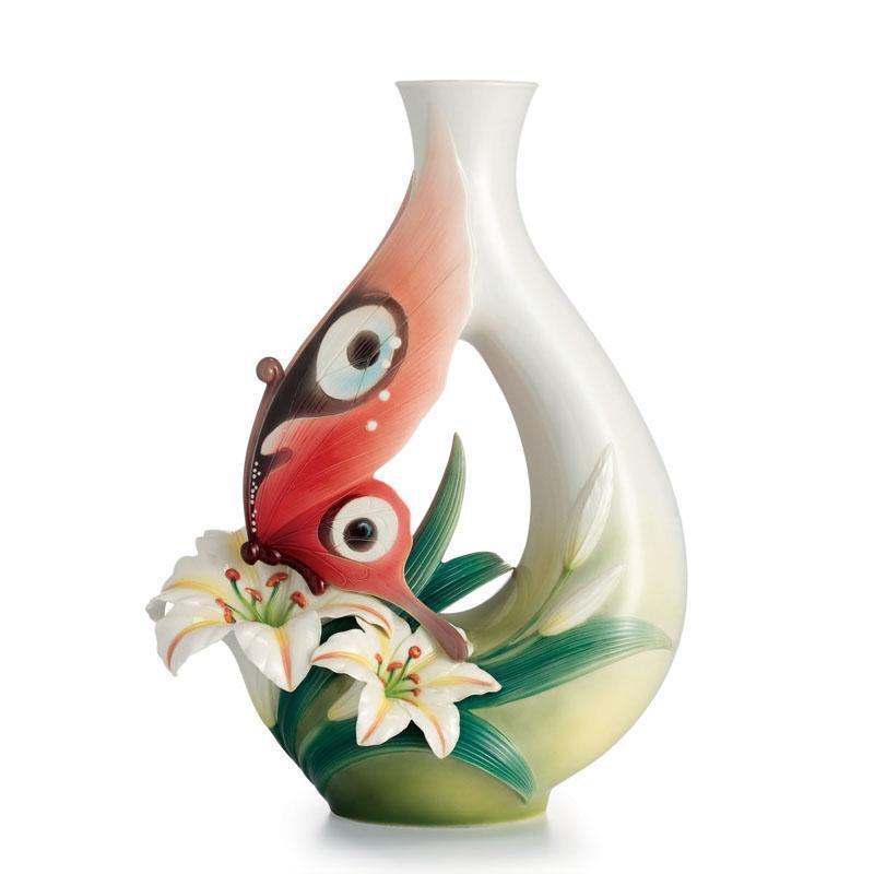 Franz Collection Butterfly & Lily Flower Vase Large  FZ02426