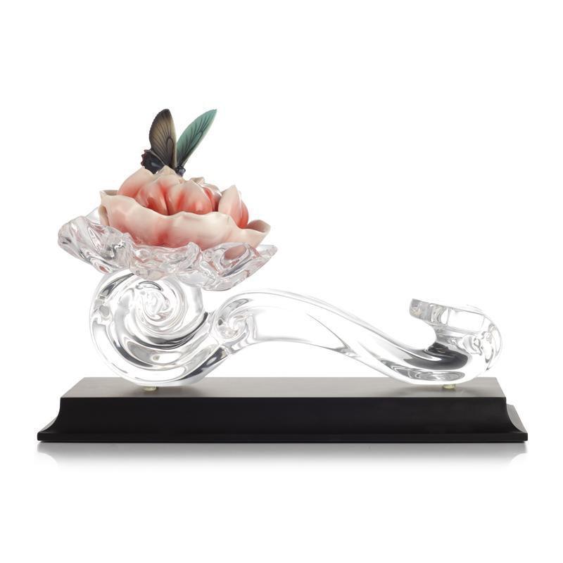 Franz Collection Butterfly & Peony Ruyi Lucite Figurine FL00131