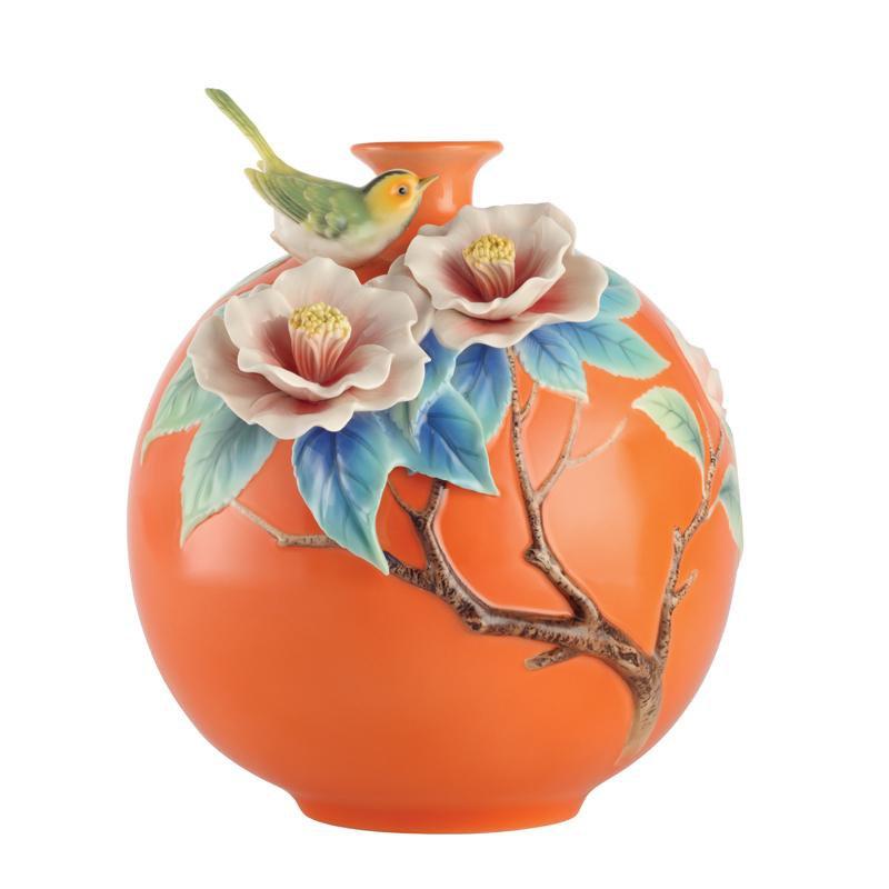 Franz Collection Camellia Nightingale Vase FZ03161