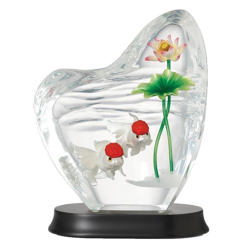 Franz Collection Carassiusauratus & Lotus Lucite Figurine FL00092