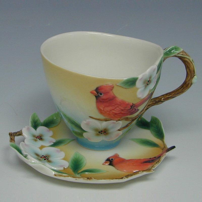 Franz Collection Cardinal Dogwood Teacup Saucer FZ00040
