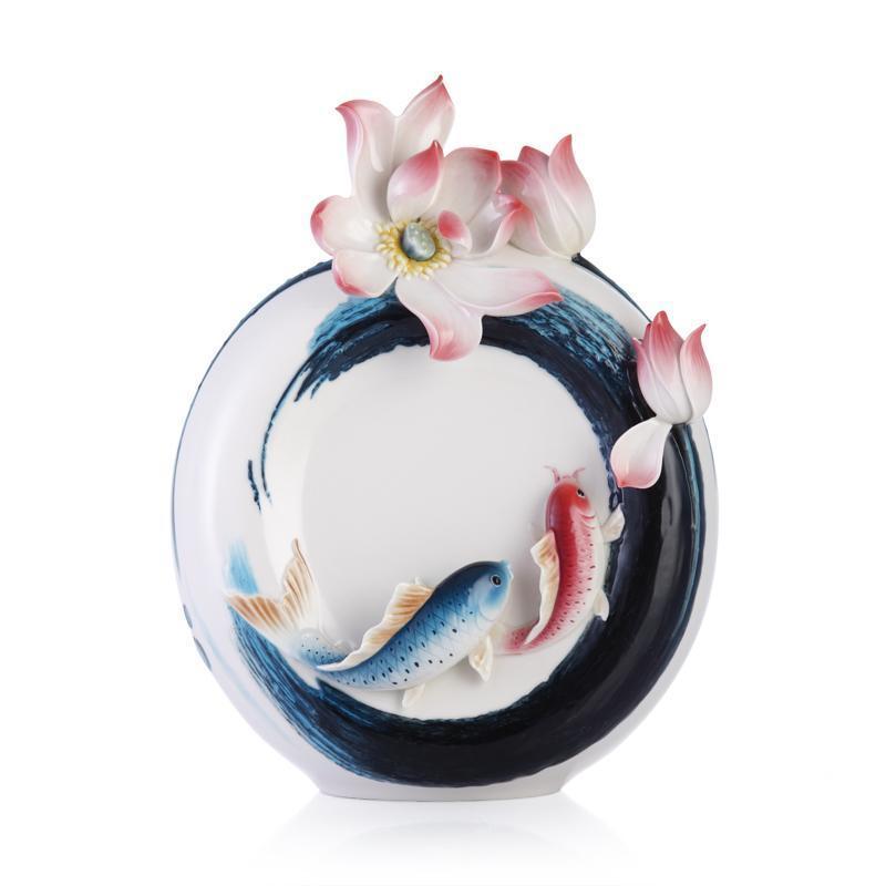 Franz Collection Carp And Lotus Vase FZ03286