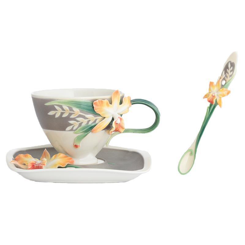 Franz Collection Cattleya Orchid Cup Saucer & Spoon FZ02866