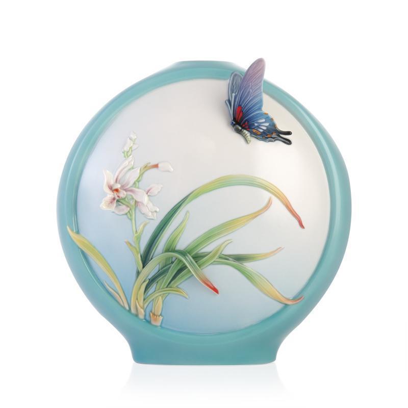 Franz Collection Dance of Grace Boat Orchids & Butterfly Vase FZ03354