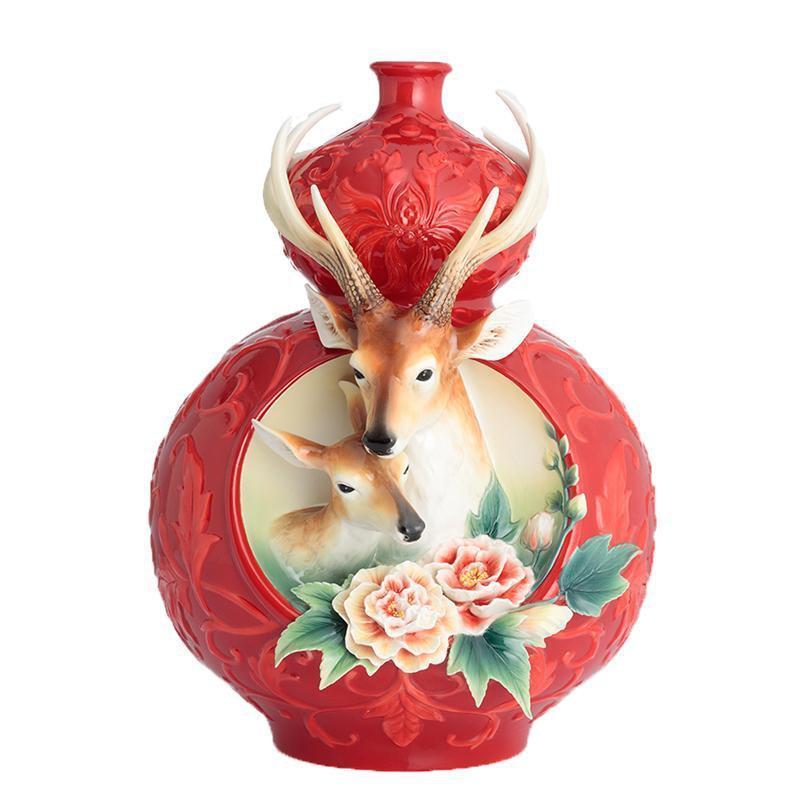 Franz Collection Deer Cotton Rose & Peony Large Vase FZ02854