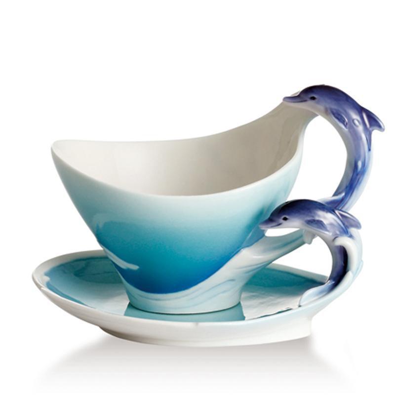 Franz Collection Dolphin Splash Cup Saucer & Spoon FZ02260