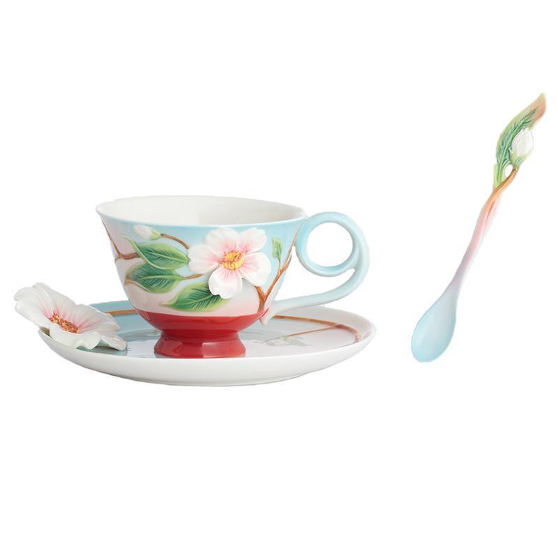Franz Collection Everlasting Love Camellia Teacup, Saucer, Spoon FZ02869