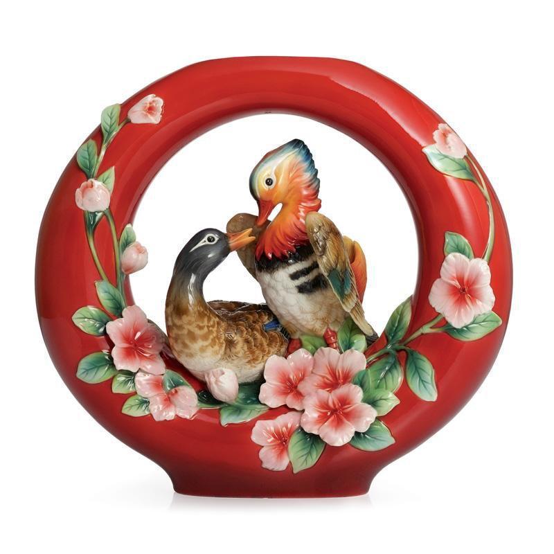 Franz Collection Everlasting Love Of Mandarin Ducks Vase FZ02242