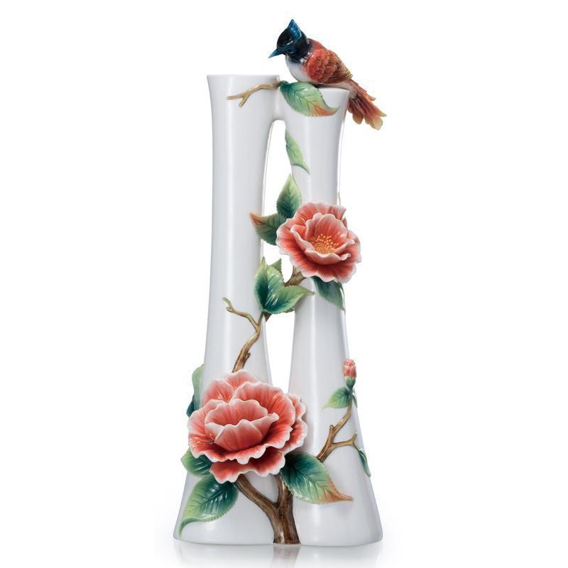 Franz Collection Flycatcher & Camellia Vase FZ02042