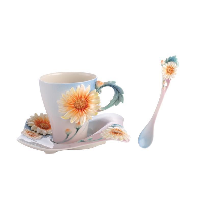 Franz Collection Four Seasons Chrysanthemum Teacup, Spoon, Saucer FZ02924