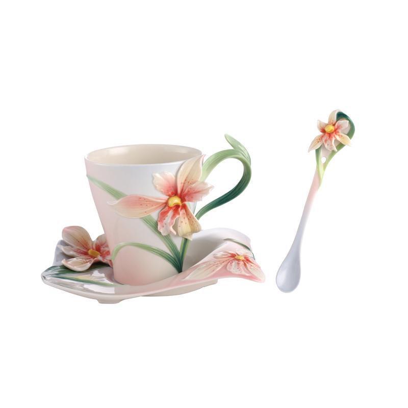Franz Collection Four Seasons Orchid Teacup, Spoon, Saucer FZ02901