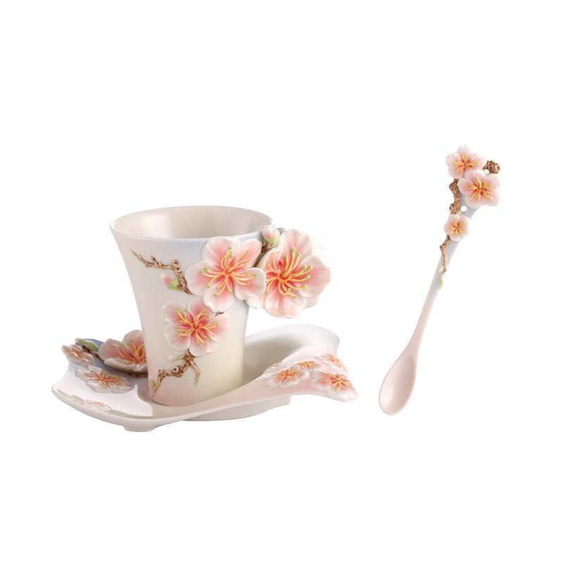 Franz Collection Four Seasons Plum Blossom Teacup, Spoon, Saucer FZ02900