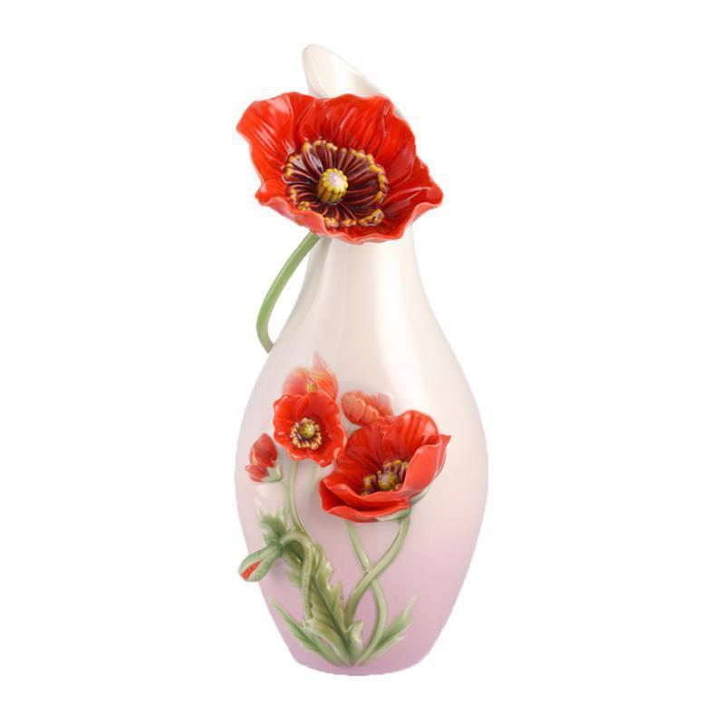 Franz Collection Glamorous Blossom Red Poppy Vase FZ03067