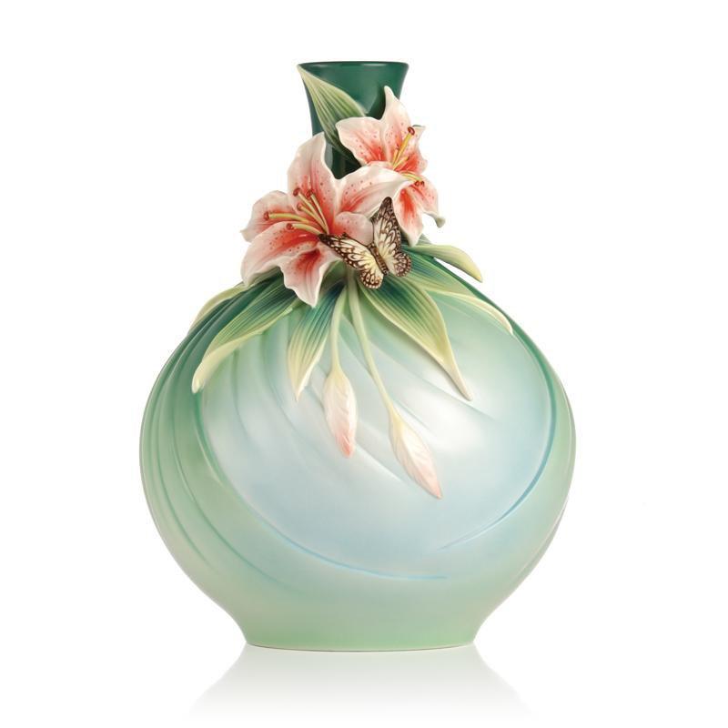 Franz Collection Good Fortune Lily & Butterfly Vase FZ03226