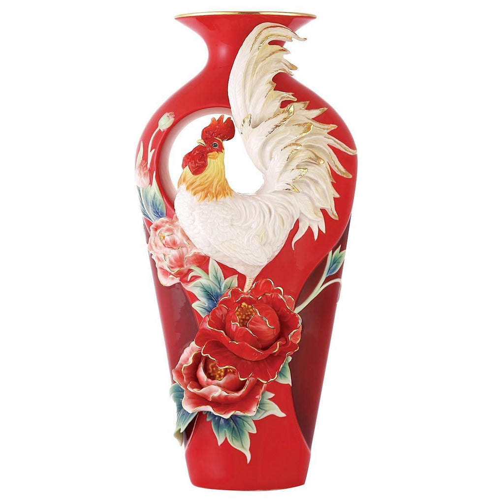 Franz Collection Good Luck Crowing Rooster Vase FZ03577