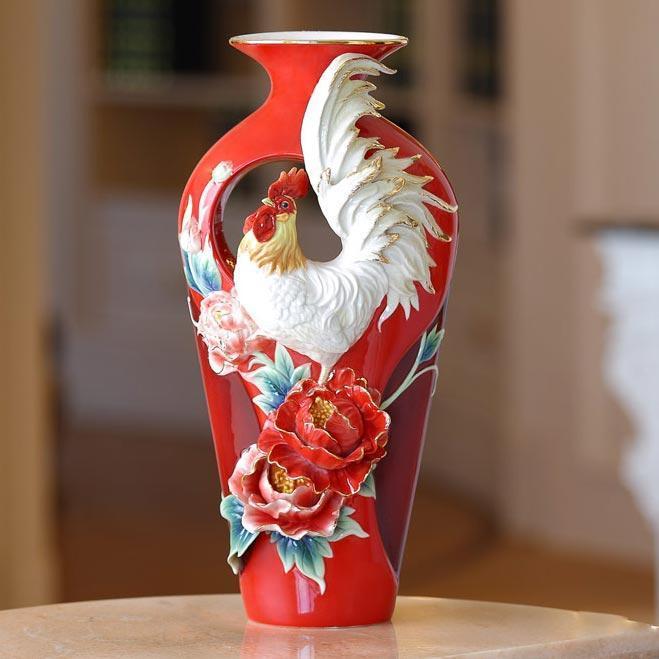 Franz Collection Good Luck Crowing Rooster Vase FZ03577