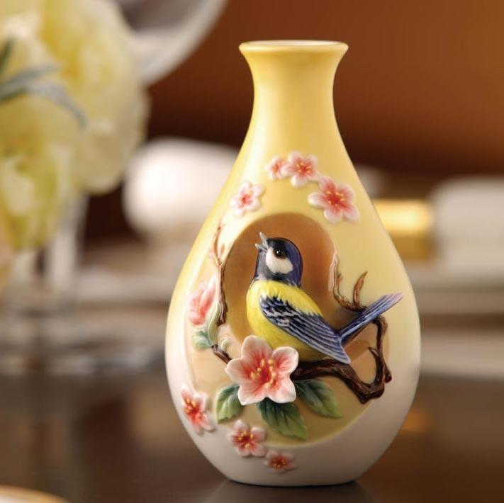 Franz Collection Green Backed Bird Vase FZ03171