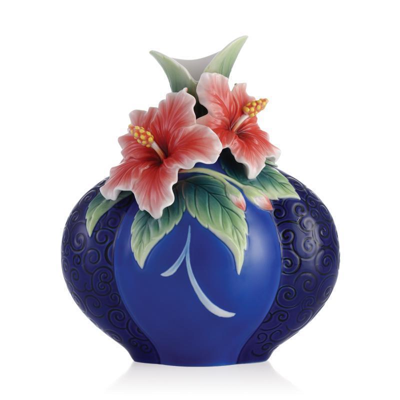 Franz Collection Hibiscus Blue Vase FZ03390