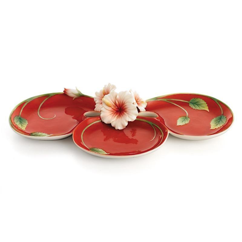 Franz Collection Hibiscus Red Dish FZ01533