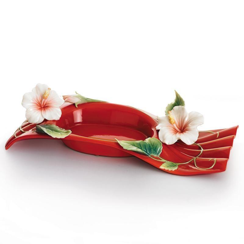 Franz Collection Hibiscus Red Dish FZ01627