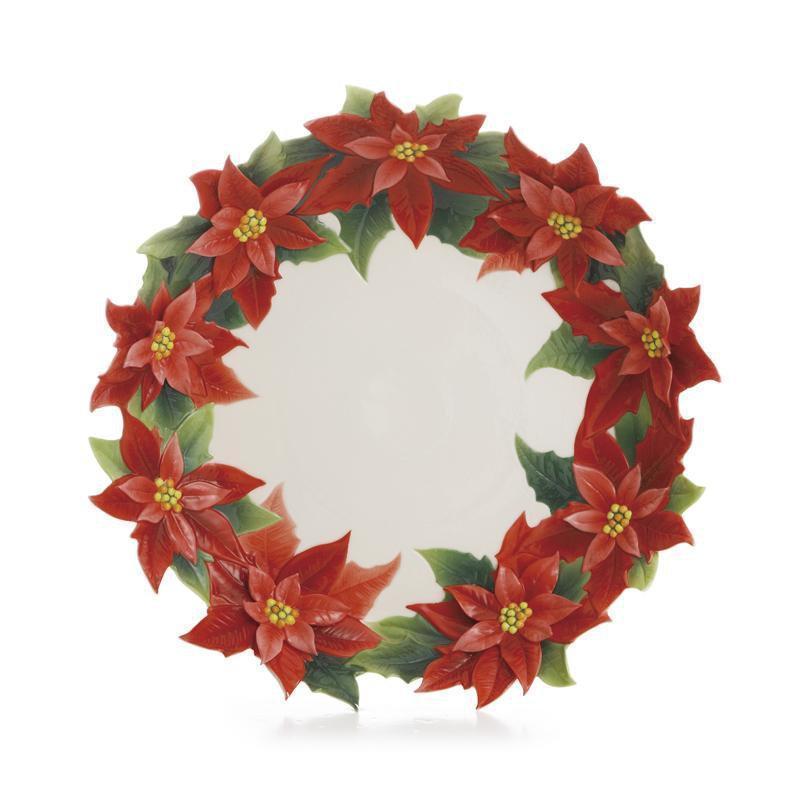 Franz Collection Holiday Classic Poinsettia Plate FZ01985