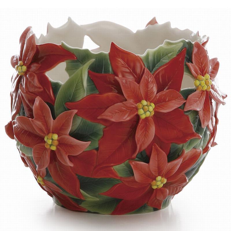Franz Collection Holiday Classic Poinsettia Vase FZ01984