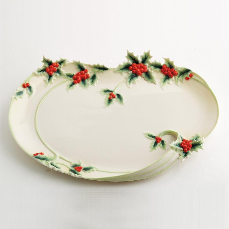 Franz Collection Holly Berries Platter FZ00420