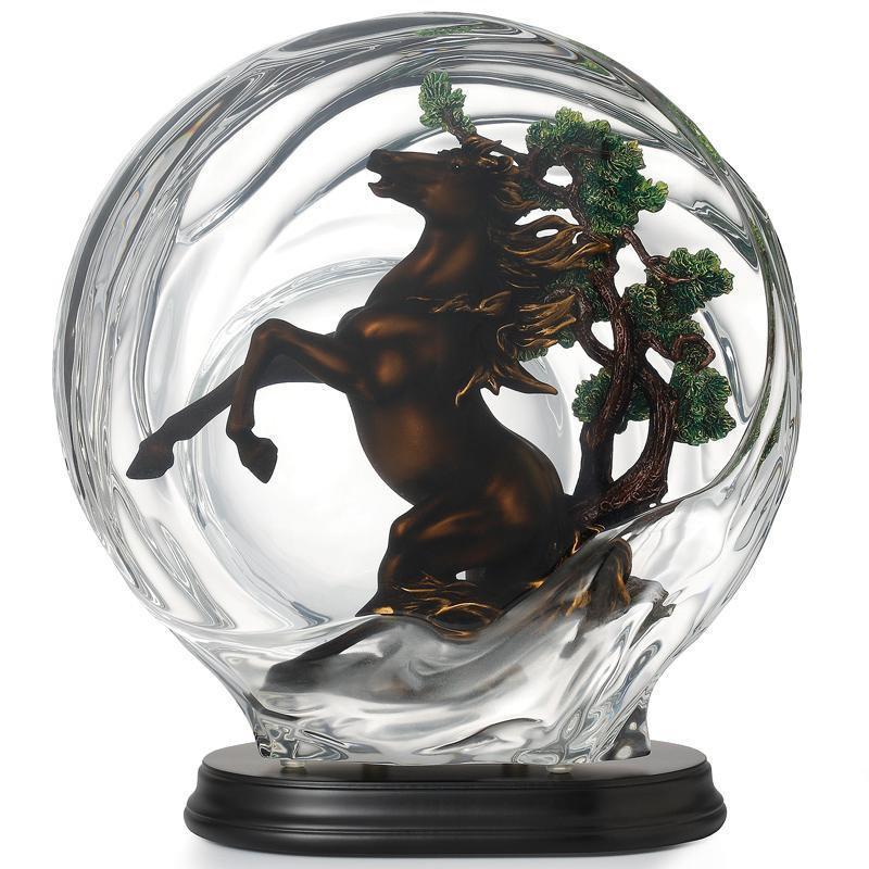 Franz Collection Horse & Metal Pine Tree Lucite Figurine FL00089