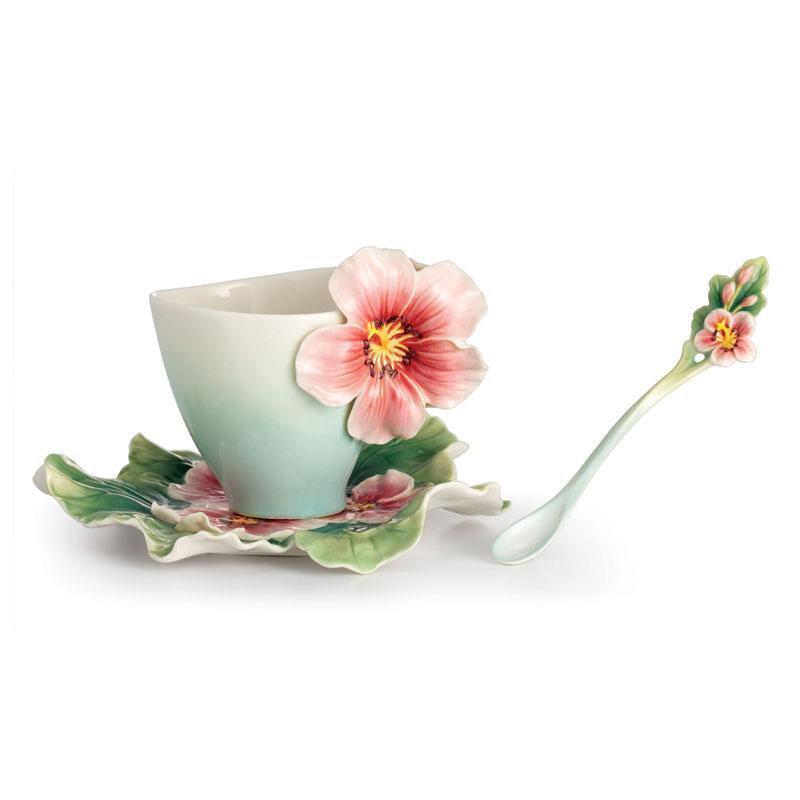 Franz Collection Joyful Geranium Teacup Saucer & Spoon FZ02372