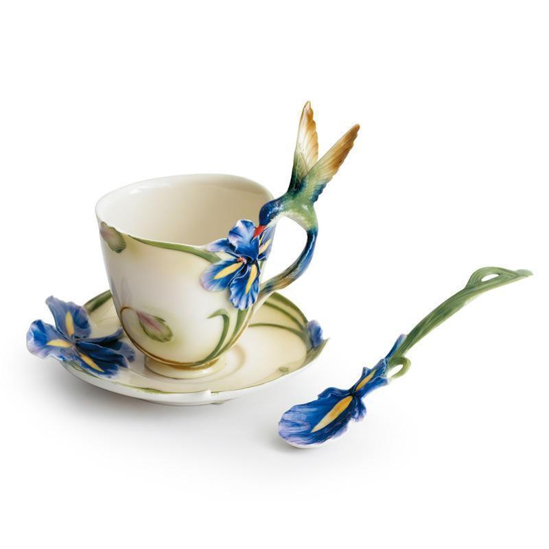 Franz Collection Longtail Hummingbird Cup Saucer & Spoon FZ00129