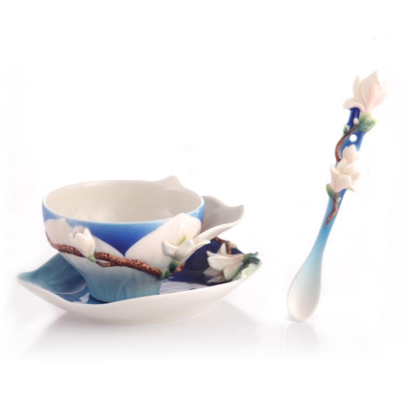 Franz Collection Magnolia Teacup Saucer & Spoon FZ03464