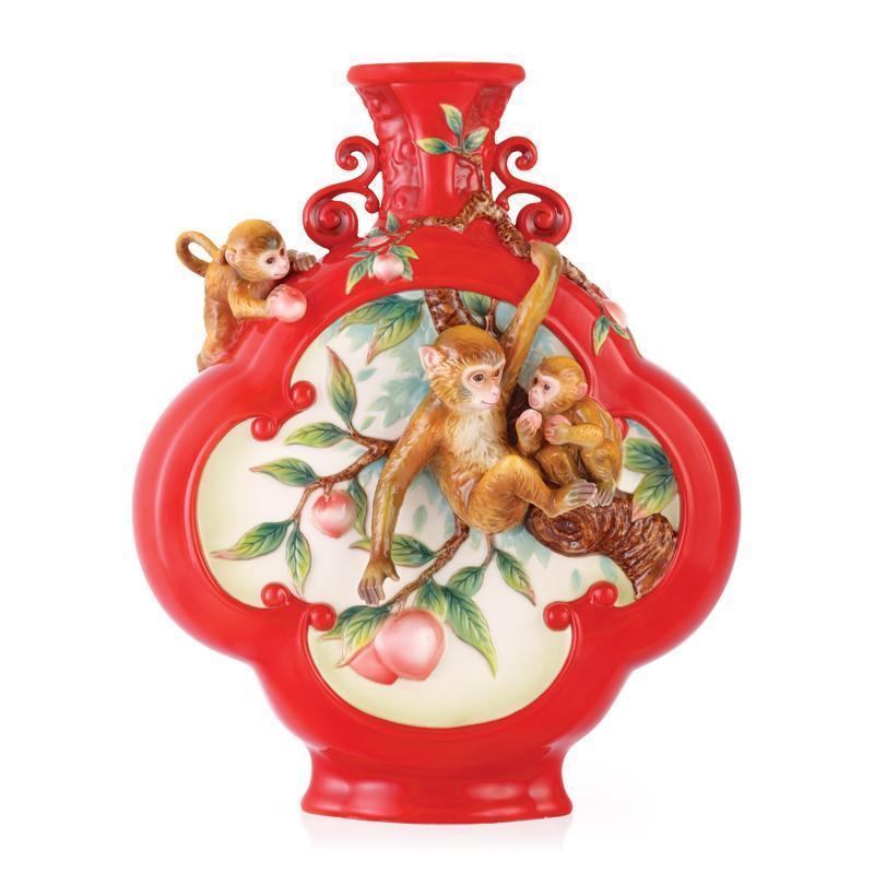 Franz Collection Monkey Pick Peach Vase FZ03475