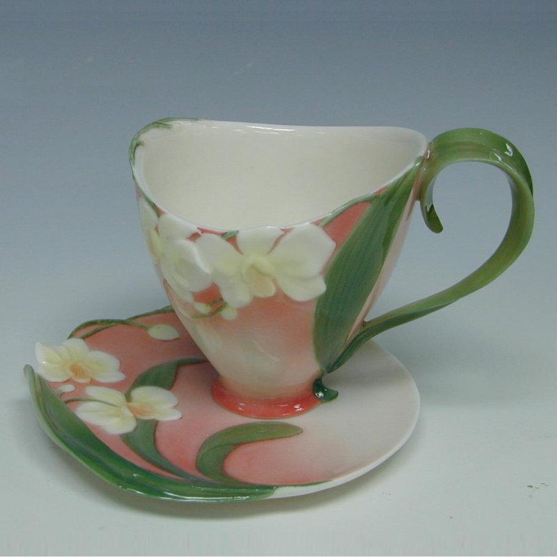 Franz Collection Moth Orchid Cup & Saucer FZ00033