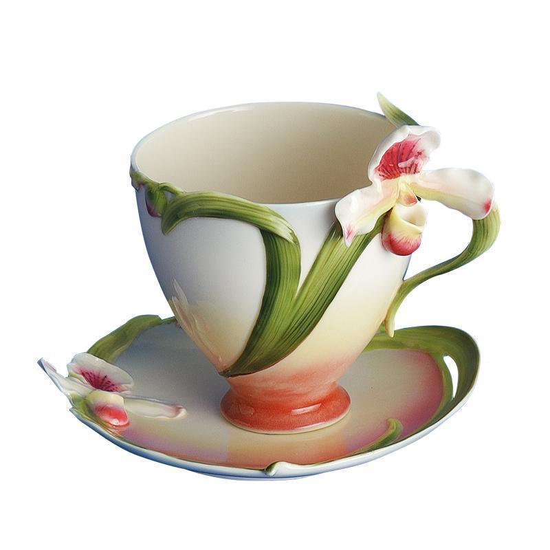 Franz Collection Orchid Cup & Saucer FZ00276