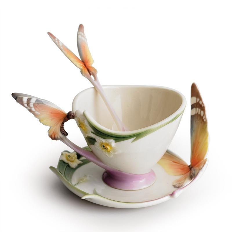 Franz Collection Papillon Butterfly Cup Saucer & Spoon XP1693