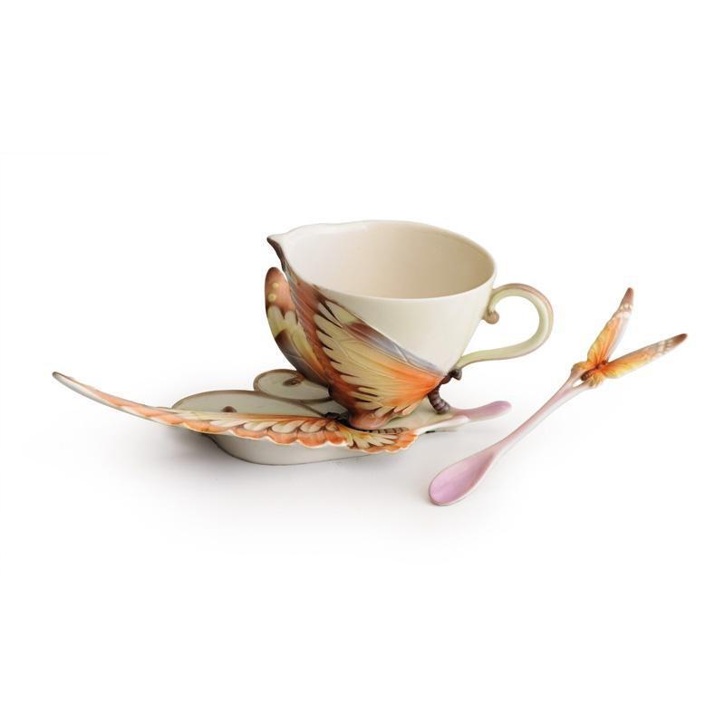Franz Collection Papillon Butterfly Fantasy Cup Saucer & Spoon XP1907