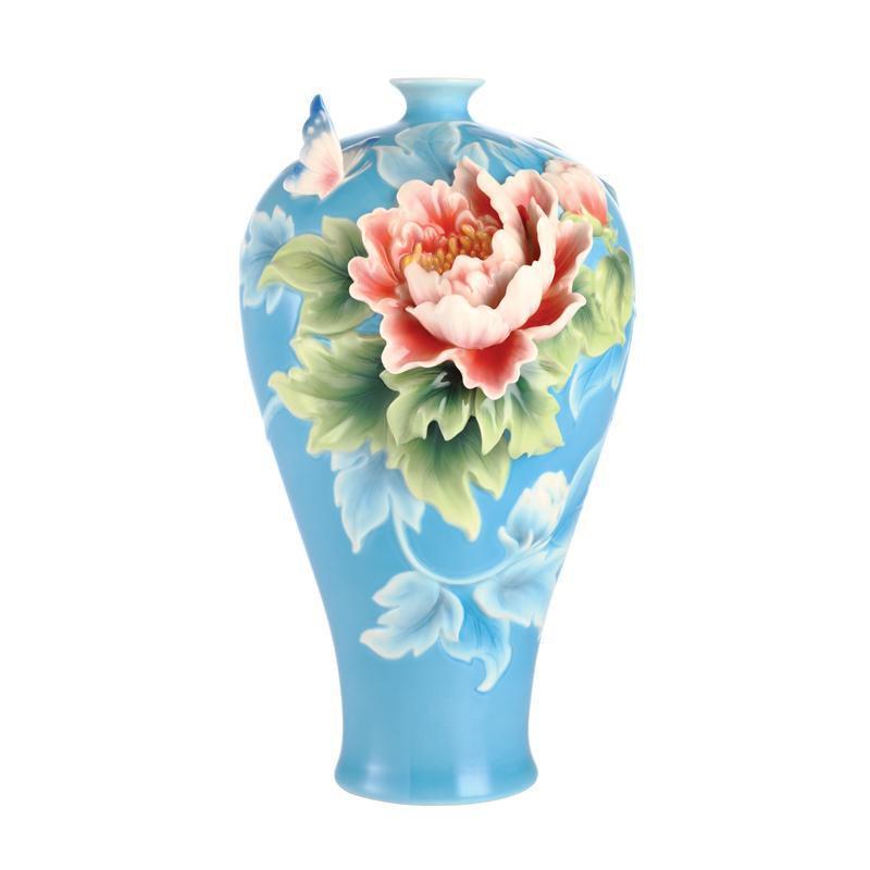Franz Collection Papillon Butterfly & Peony Vase FZ03081
