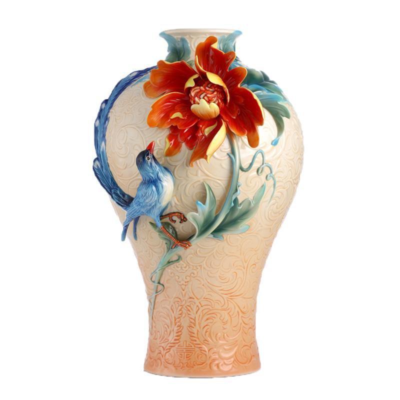 Franz Collection Peony & Magpie Vase FZ02989