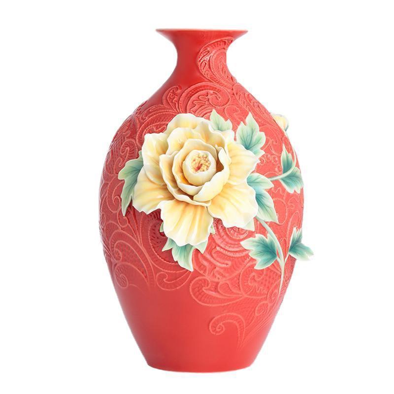 Franz Collection Peony On Lace Large Vase FZ02894