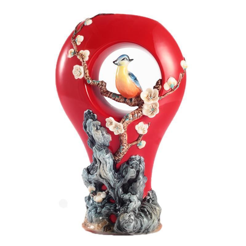 Franz Collection Plum Blossom Wild Bird Vase FZ02950