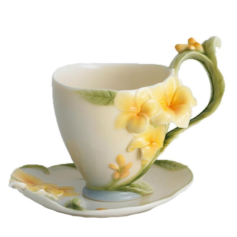 Franz Collection Plumeria Teacup & Saucer FZ00826