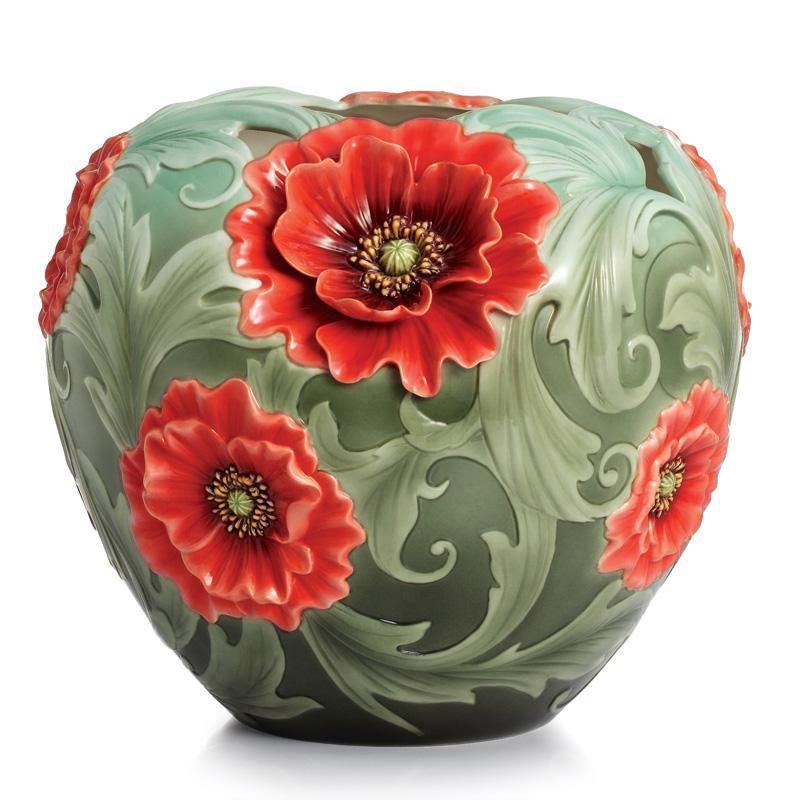 Franz Collection Poppy Flower Porcelain Mid Size Vase FZ02358