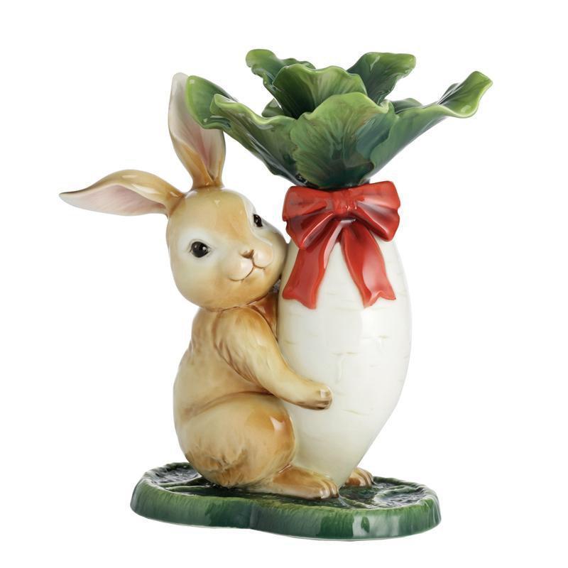 Franz Collection Rabbit Zodiac Rabbit With Chinese White Radish Figurine FZ02541