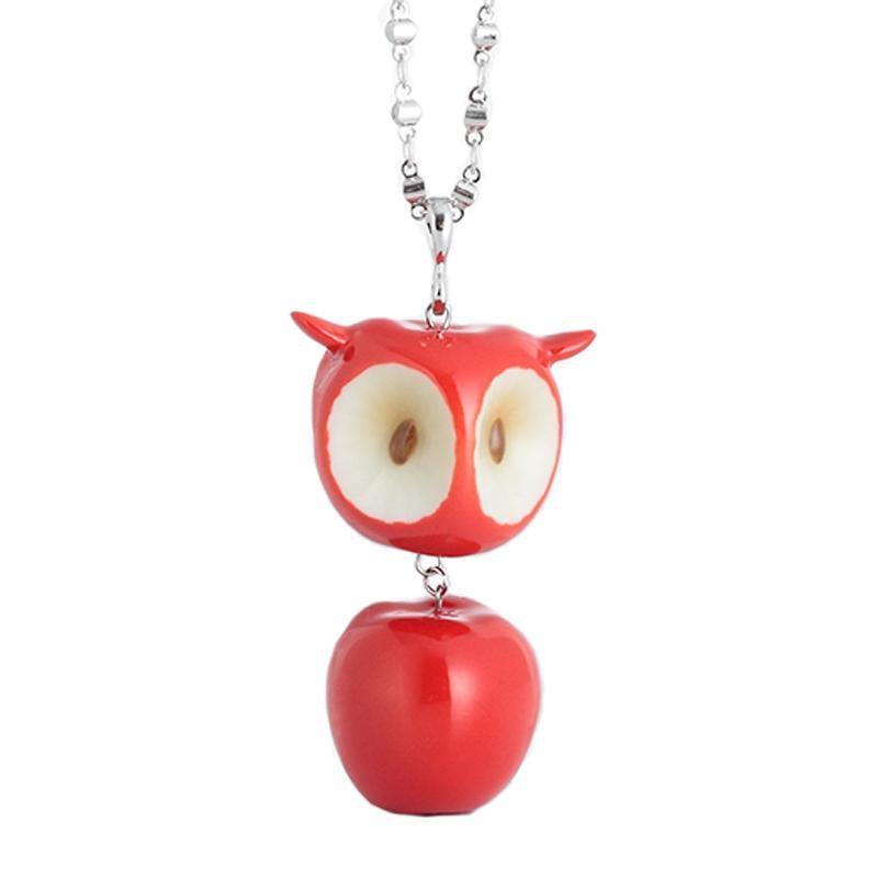 Franz Collection Red Apple Owl Necklace FJ00292