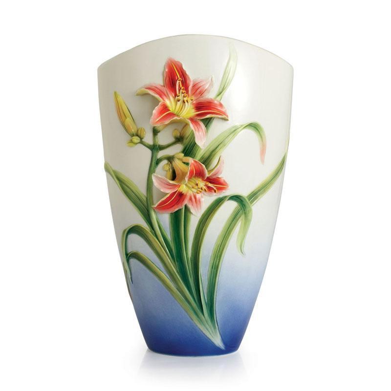 Franz Collection Red Daylily Large Vase FZ02343