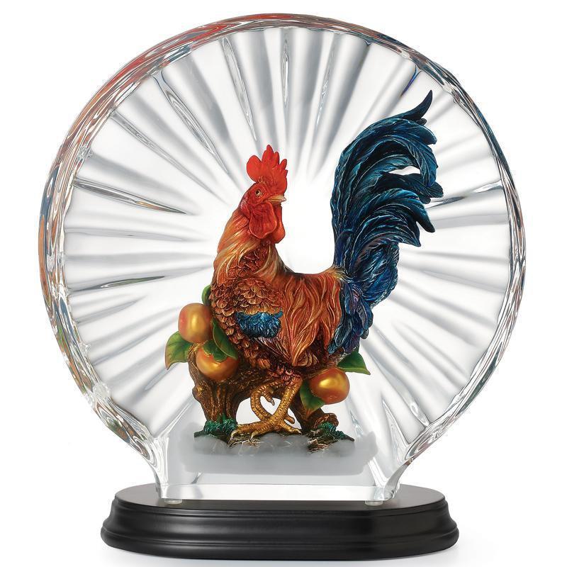 Franz Collection Rooster & Metal Persimmon Lucite Figurine FL00091