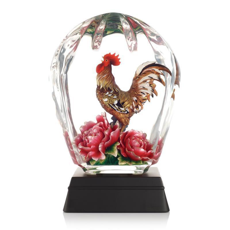 Franz Collection Rooster & Peony Lucite Figurine FL00132